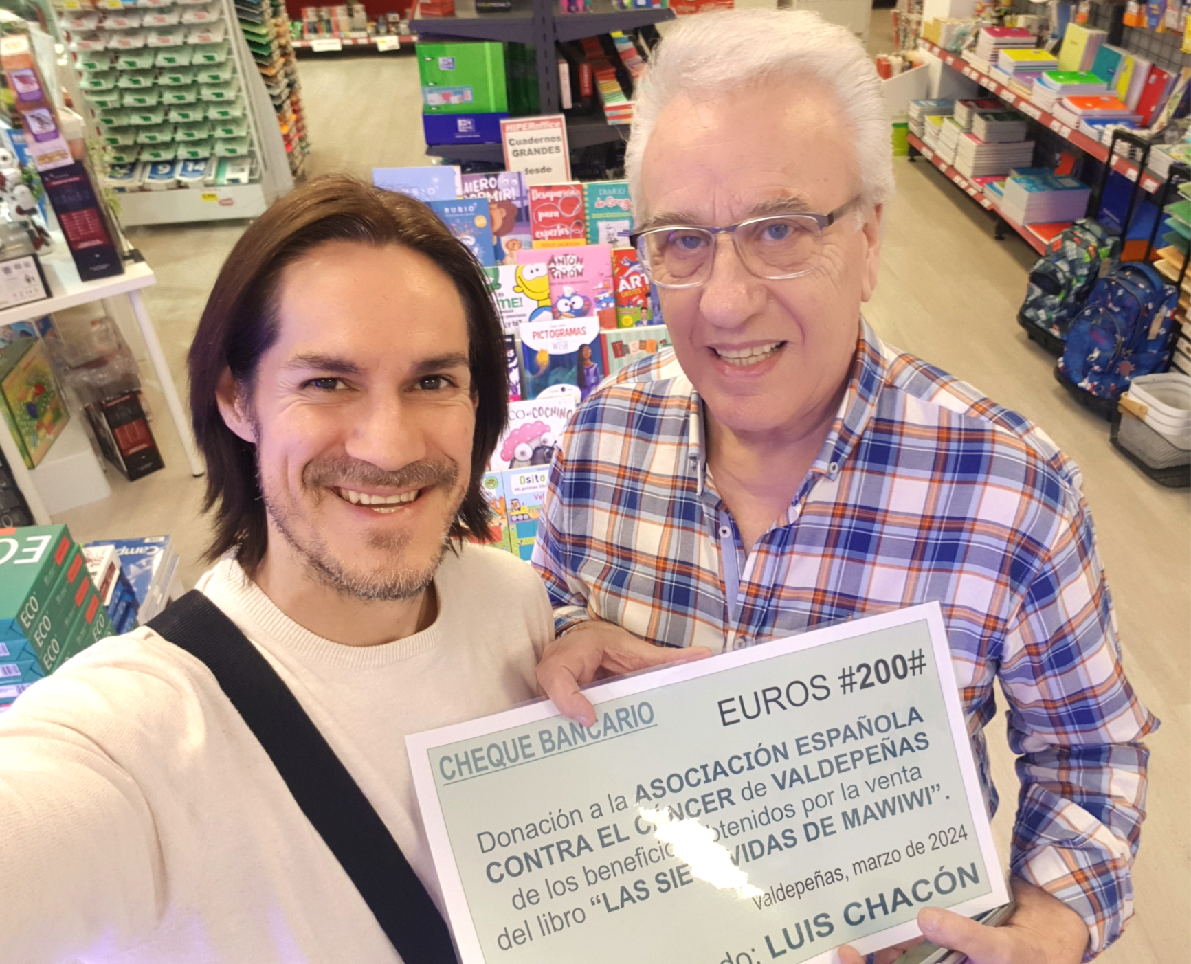 ENTREGA DE 200 € A LA AECC DE VALDEPEÑAS (Mrz-2024).